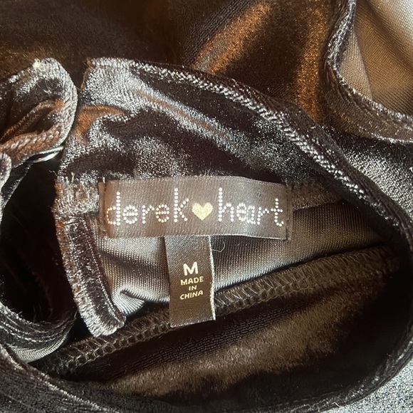 Derek Heart Black Velvet Mesh Front Detail Mini Dress Size M - Picture 12 of 16